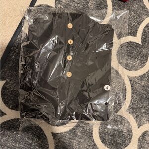 Black Button-Front Top with Wooden Buttons